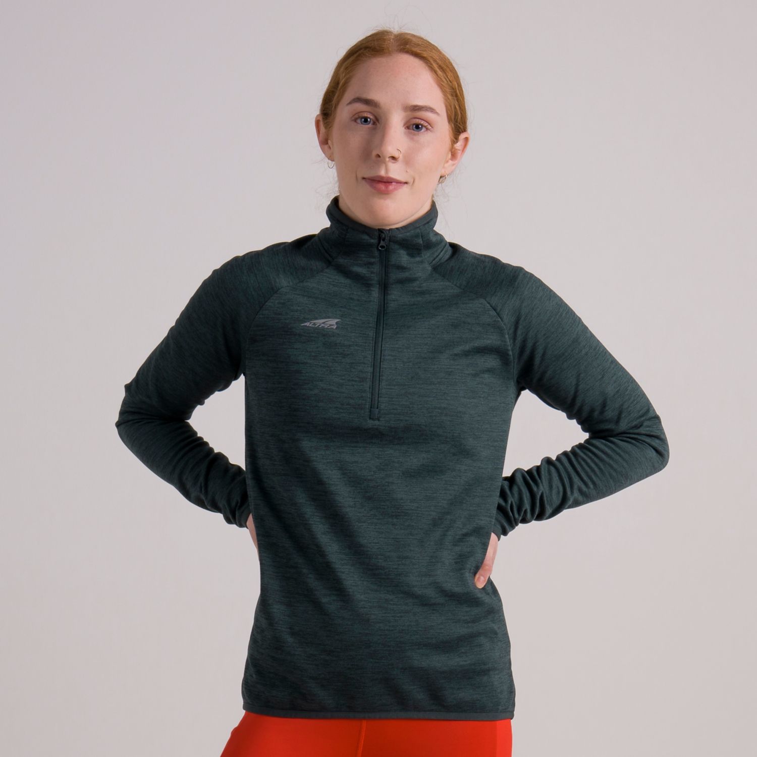 Dark Green Altra Core 1/2 Zip Women\'s Pullover | Ireland-80169549