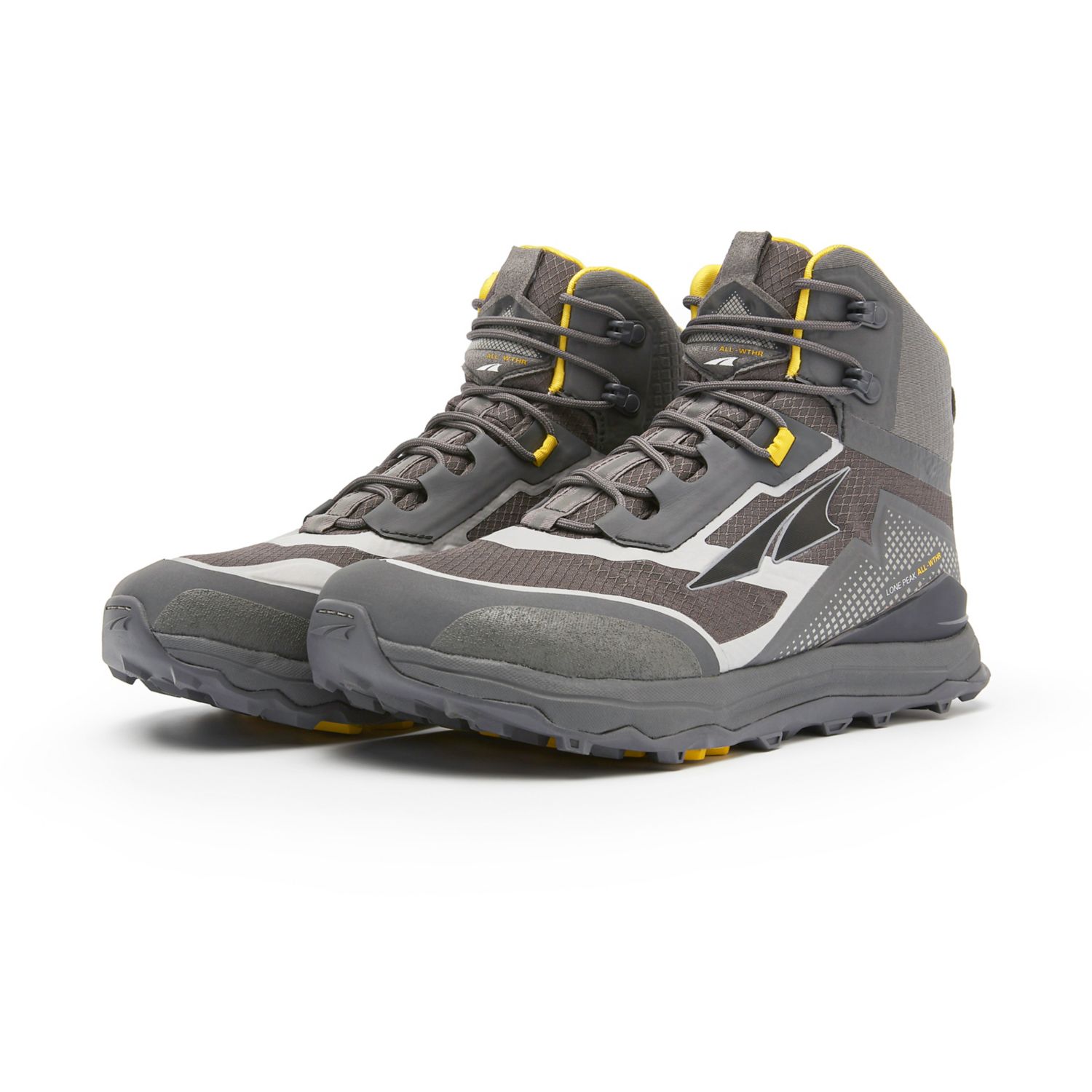 Grey / Yellow Altra Lone Peak All-wthr Mid Men's Hiking Boots | Ireland-30265879